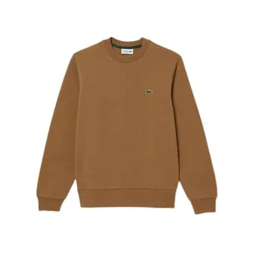 LACOSTE Sweatshirt col rond camel - SPORT AVENTURE