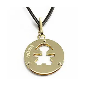 leBebè Collier Femme avec Cordon Noir et Bébé Fille en Or Jaune - lbb1