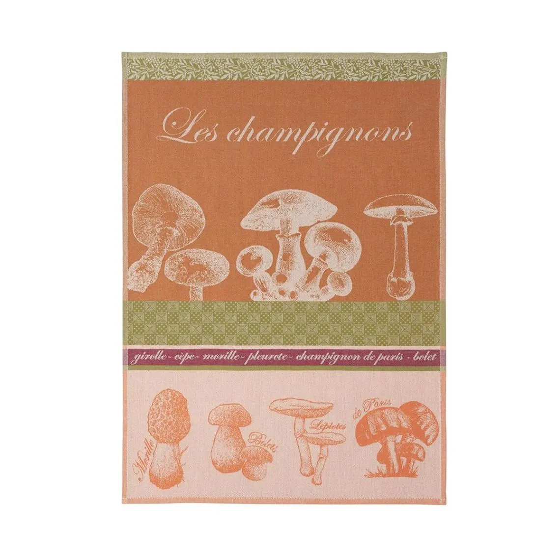 Lot de 2 torchons en jacquard pur coton, COURGES ET CHAMPIGNONS Orange | 3 Suisses