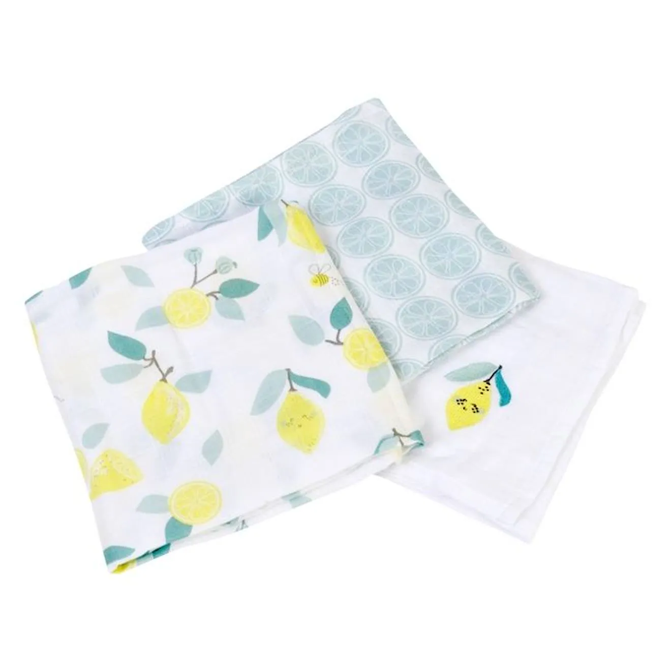 Lot de 3 langes en coton bio* Limonade jaune - Little Crevette