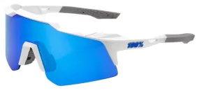 Lunettes 100% Speedcraft XS - Blanc Mat - Verres Miroir Multicouche Bleu