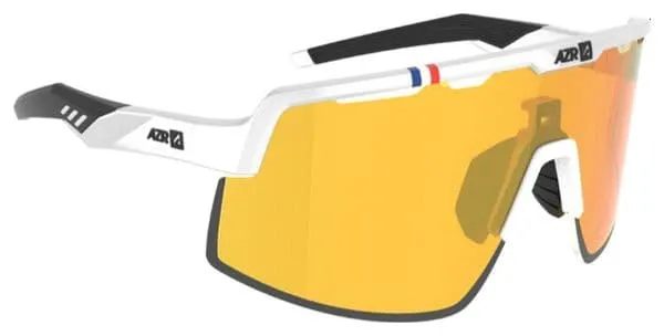 Lunettes AZR Speed RX Blanc Verni / Écran Hydrophobe Gold