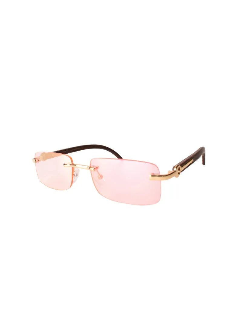 LUNETTES CENTRAL VISION ROSE/DORÉ RECTANGLE