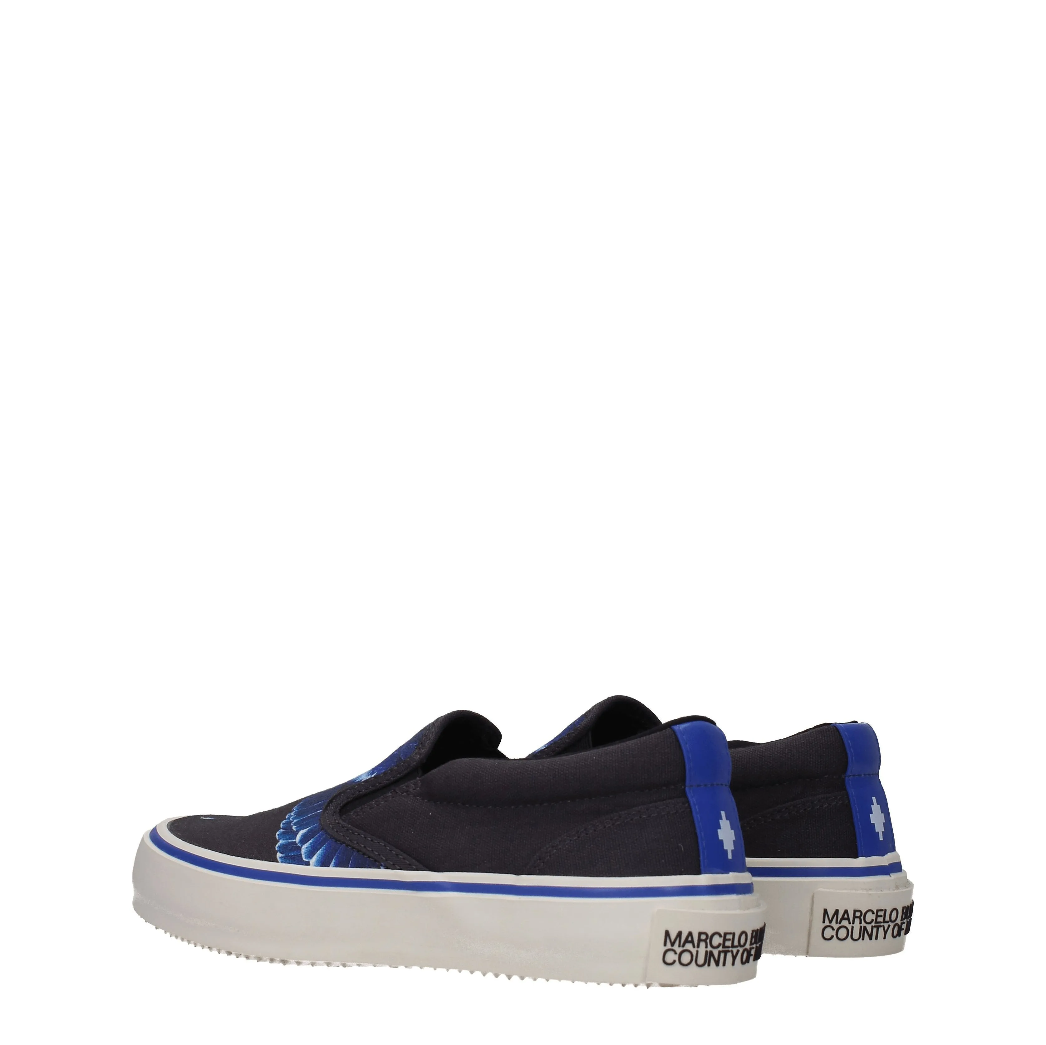 Marcelo Burlon Slip on Uomo Tessuto Nero / Turchese