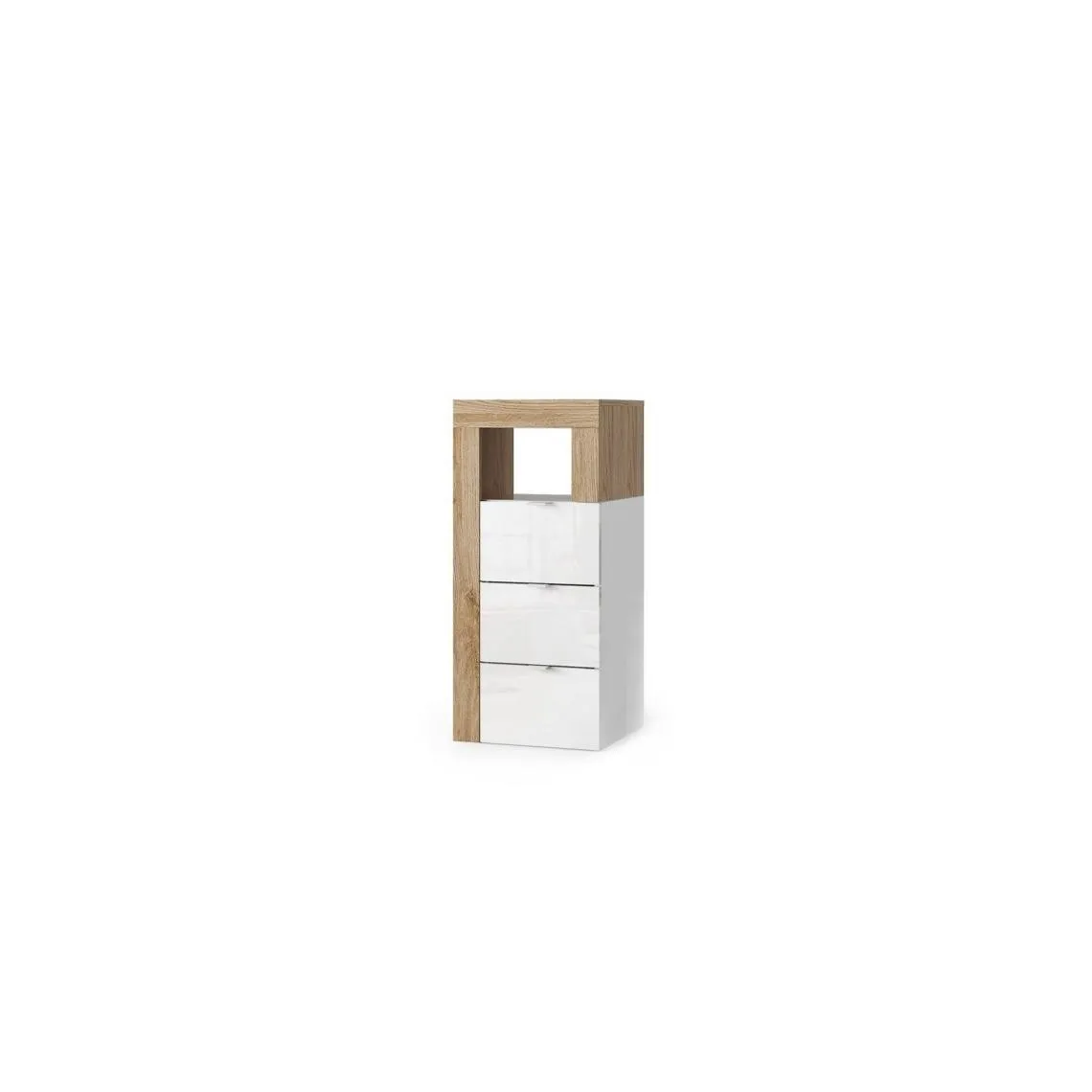 Meuble de rangement salle de bain 3 tiroirs façade blanc laqué brillant L35xH78 cm | 3 Suisses