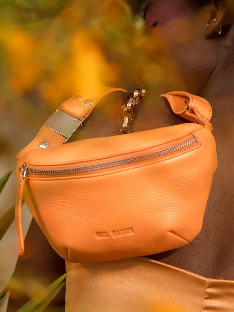 MINI ORANGE LEATHER FANNY PACK LaBanane XS Pastel - Apricot