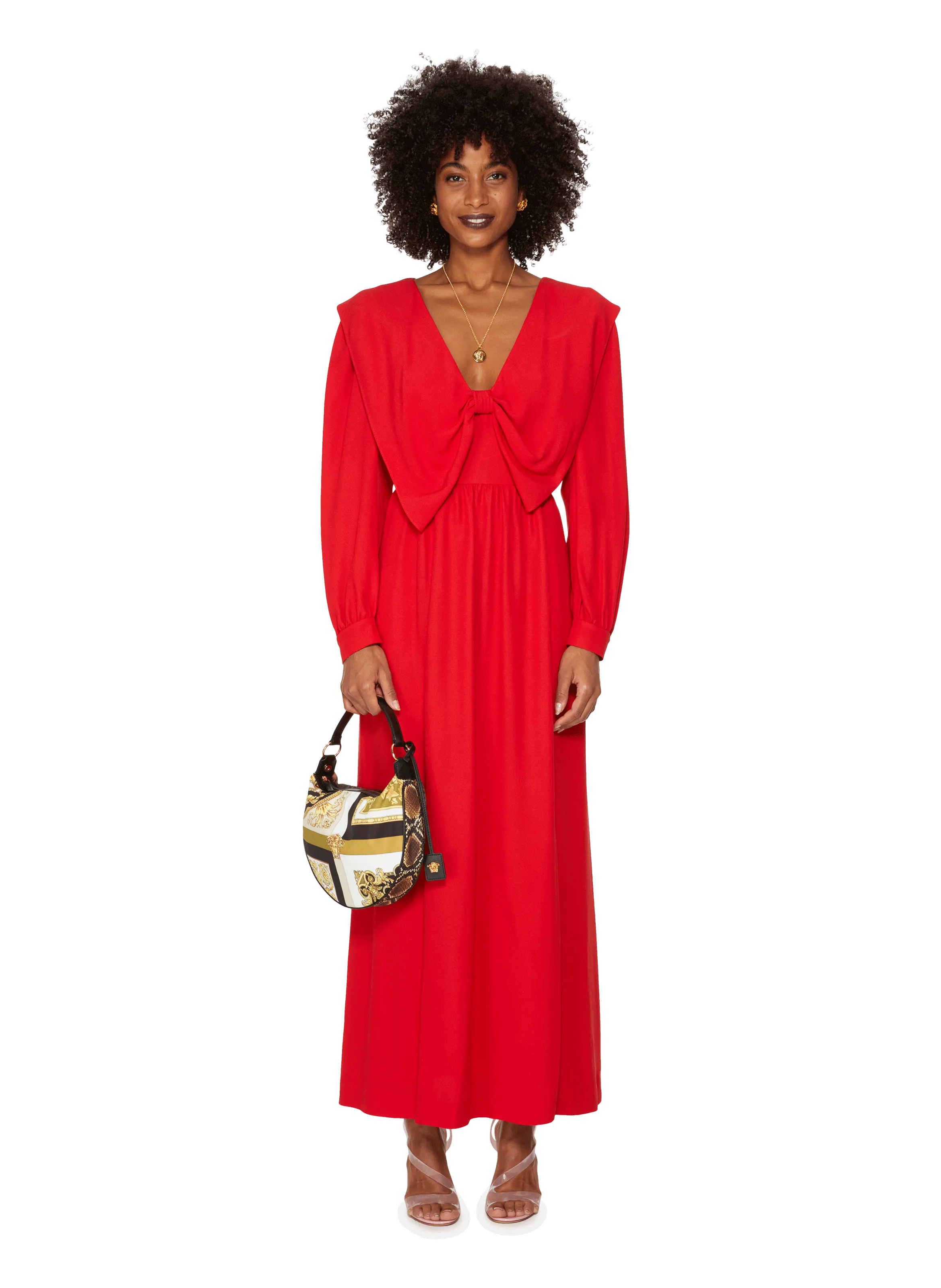 MIU MIU  Robe longue en satin - Rouge