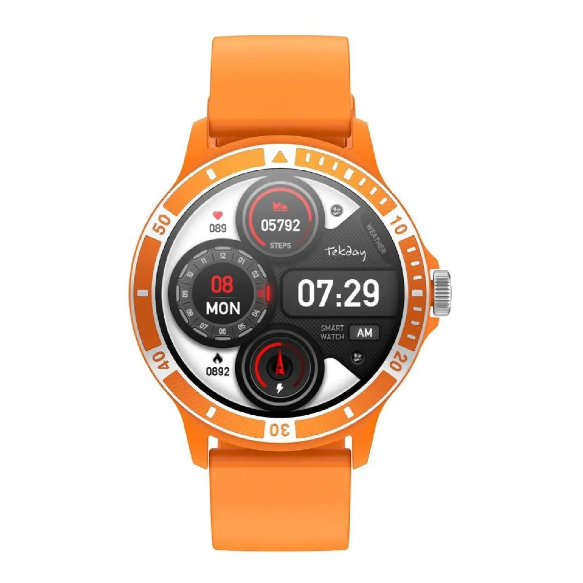 Montre connectée Mixte Tekday Tekday Connect Sport  - 656528 Bracelet Silicone Orange | 3 Suisses