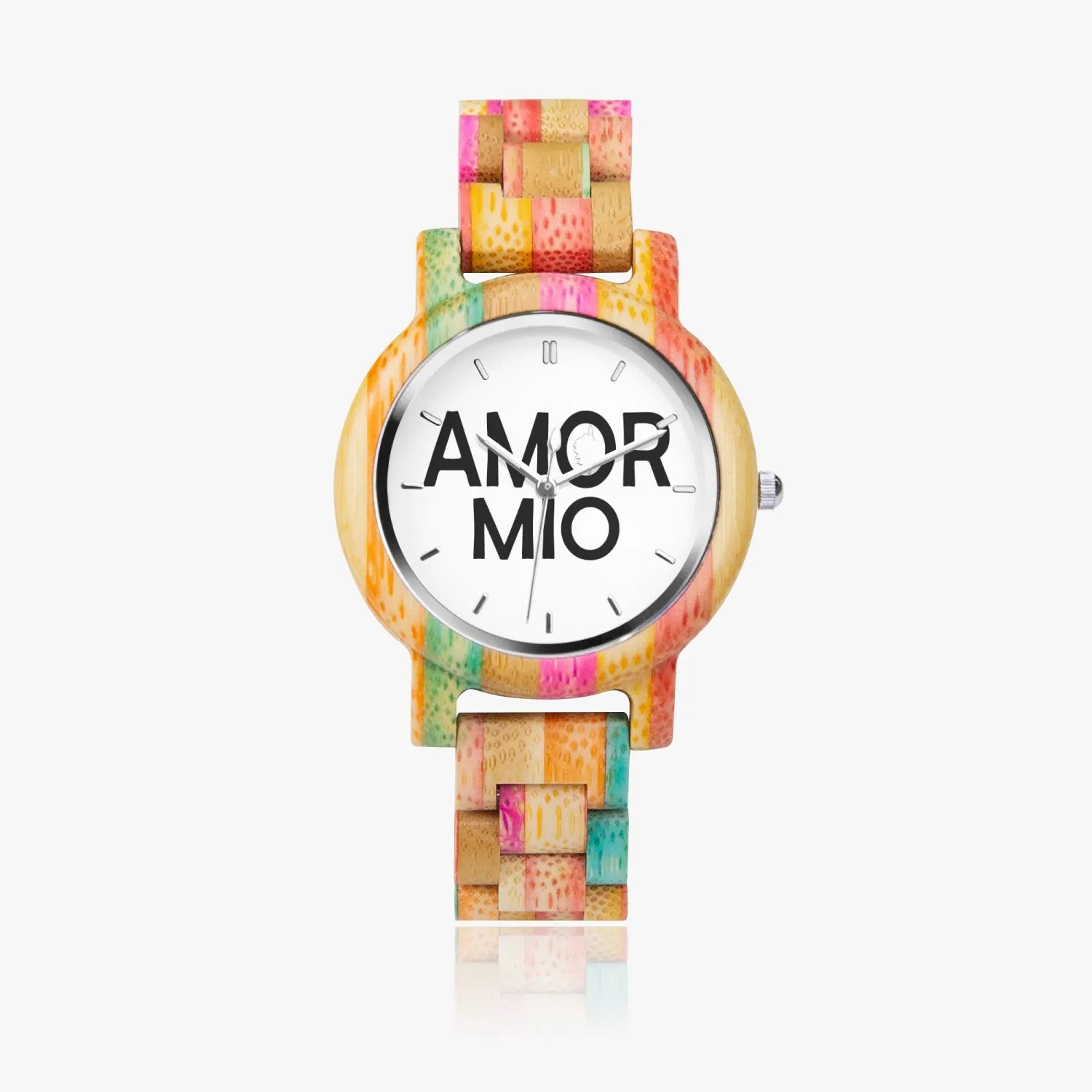 Montre en Bois Camouflage - Vert & Rose Amor Mio