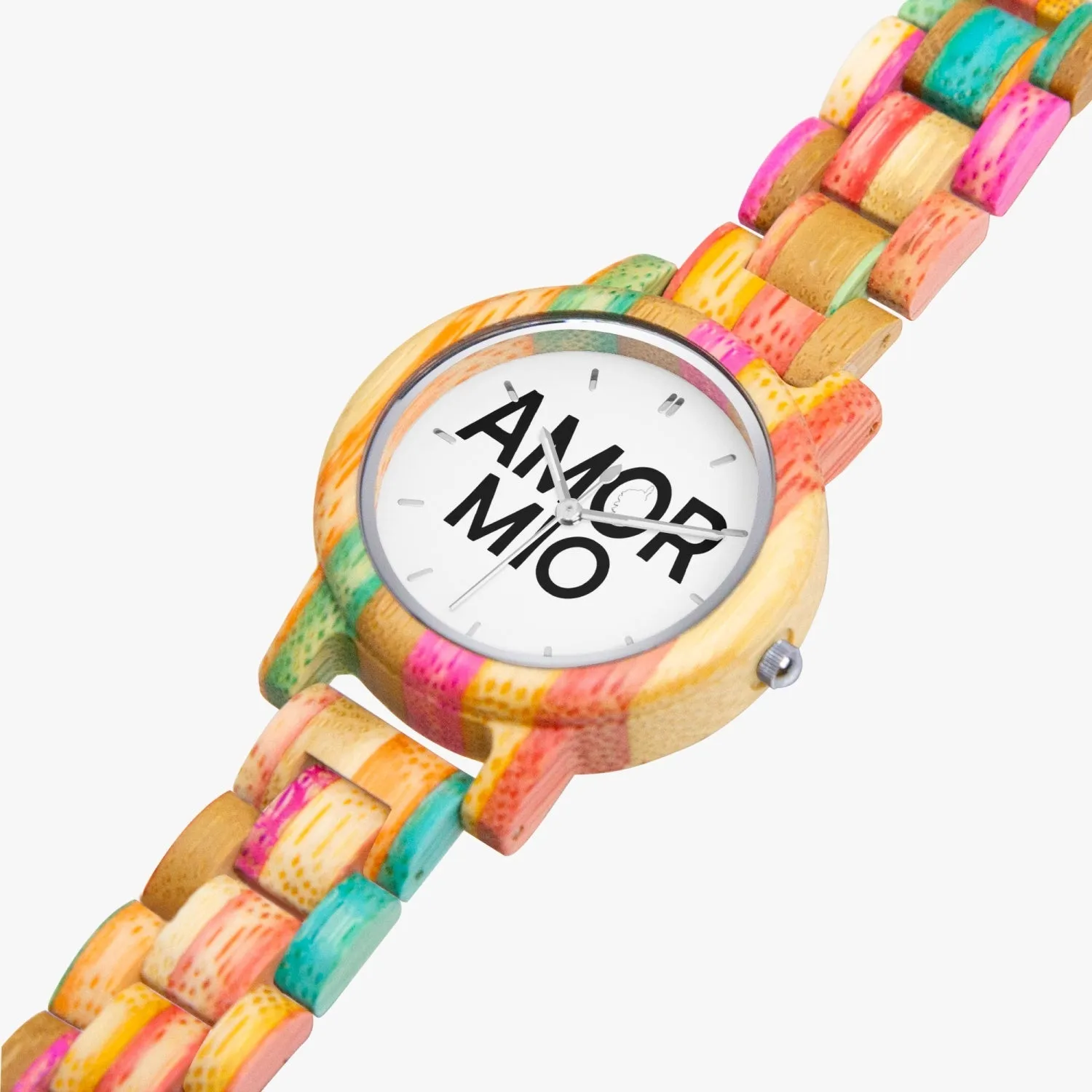 Montre en Bois Camouflage - Vert & Rose Amor Mio