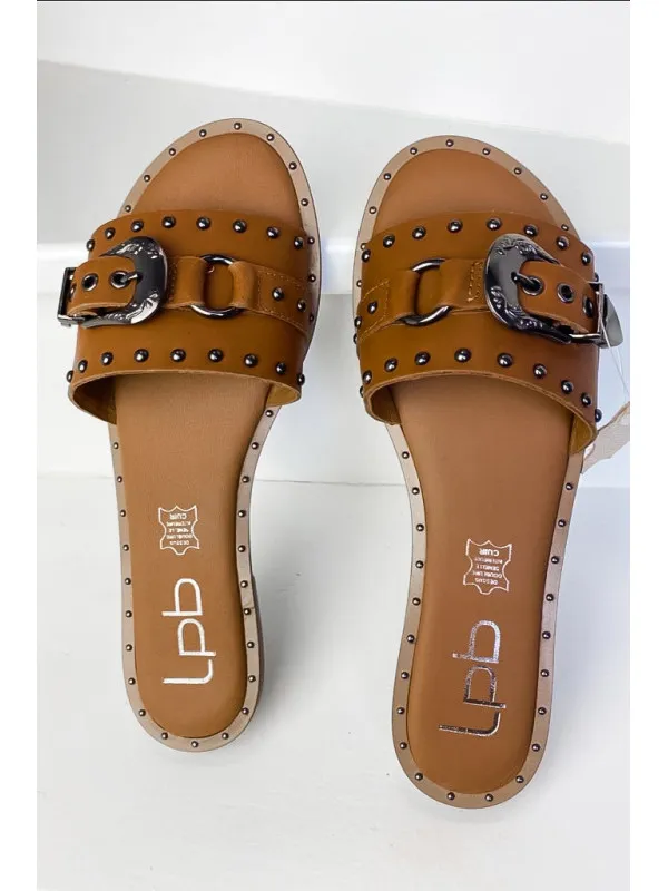 Mules Cuir Bintou Camel - Les Petites Bombes