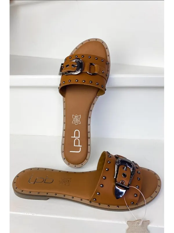 Mules Cuir Bintou Camel - Les Petites Bombes