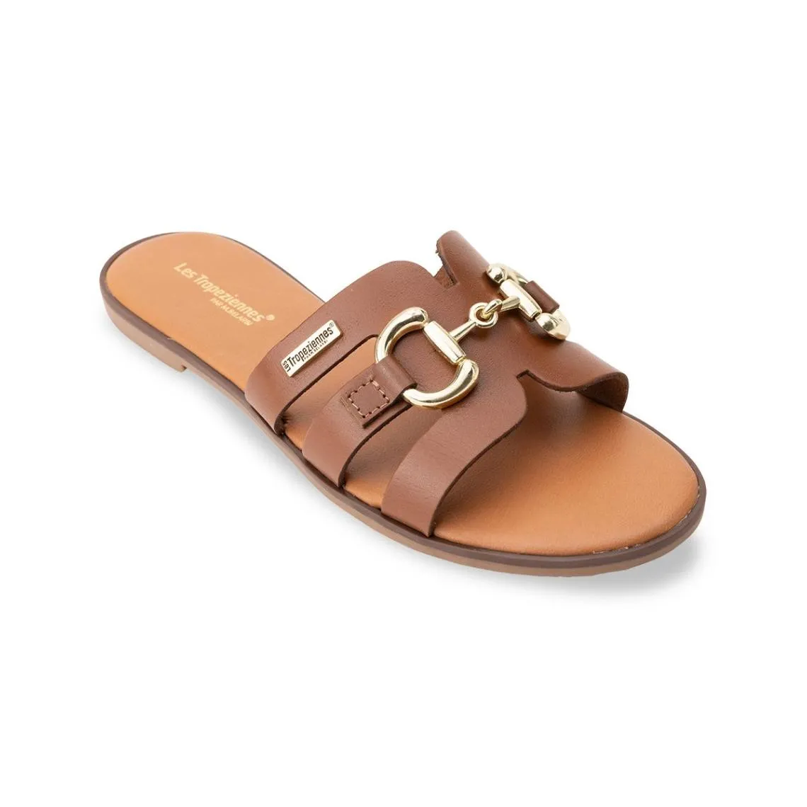 Mules plate en cuir HAMIA tan camel | 3 Suisses