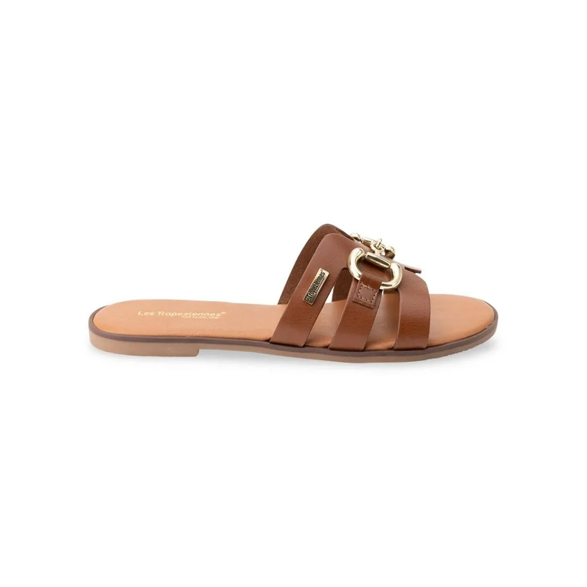 Mules plate en cuir HAMIA tan camel | 3 Suisses