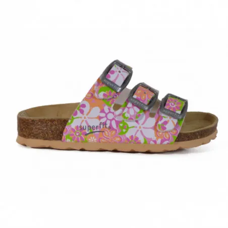 Mules Superfit Fille à fleur en cuir Rose l Igert