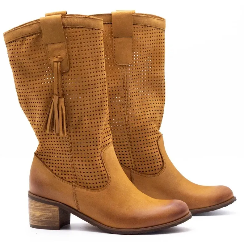 Olivier Boots ajourées femme D44 camel brun