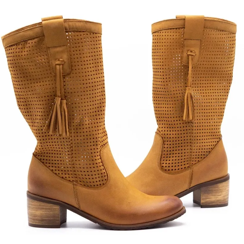 Olivier Boots ajourées femme D44 camel brun