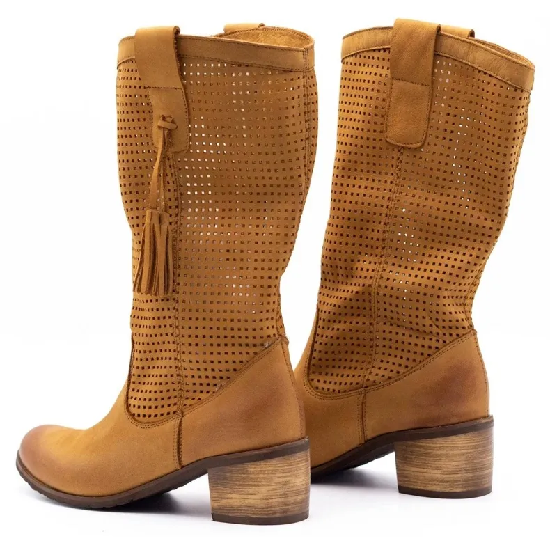 Olivier Boots ajourées femme D44 camel brun