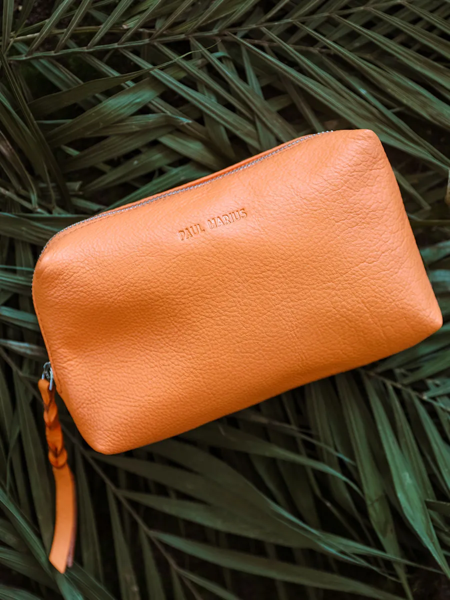 ORANGE LEATHER MAKEUP BAG WOMEN Adèle Pastel - Apricot