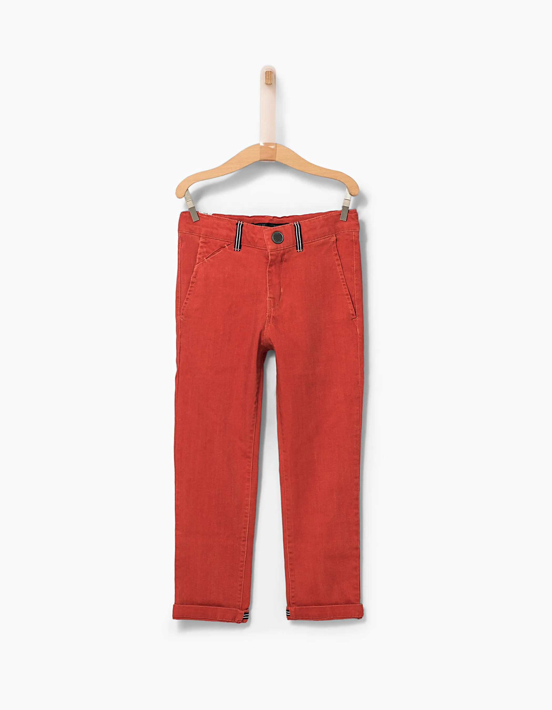 Pantalon chino orange à ganses rayées garçon 