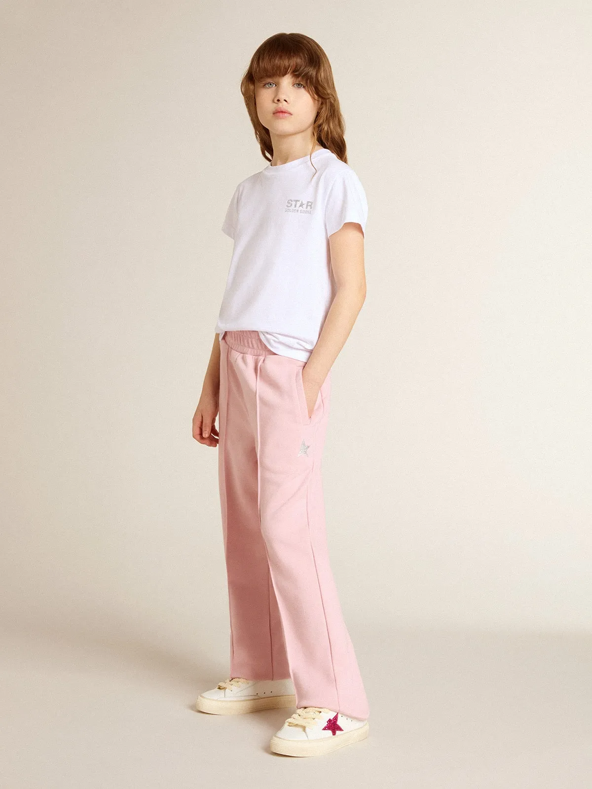 Pantalon de jogging rose avec étoile pailletée sur le devant | Golden Goose