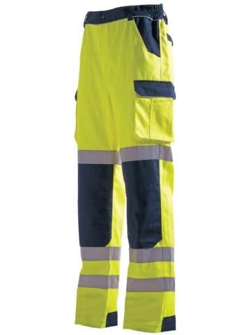 Pantalon haute visibilité jaune/bleu SINGER - coton.60/poly.40% - 280gr/m² - Taille L (42