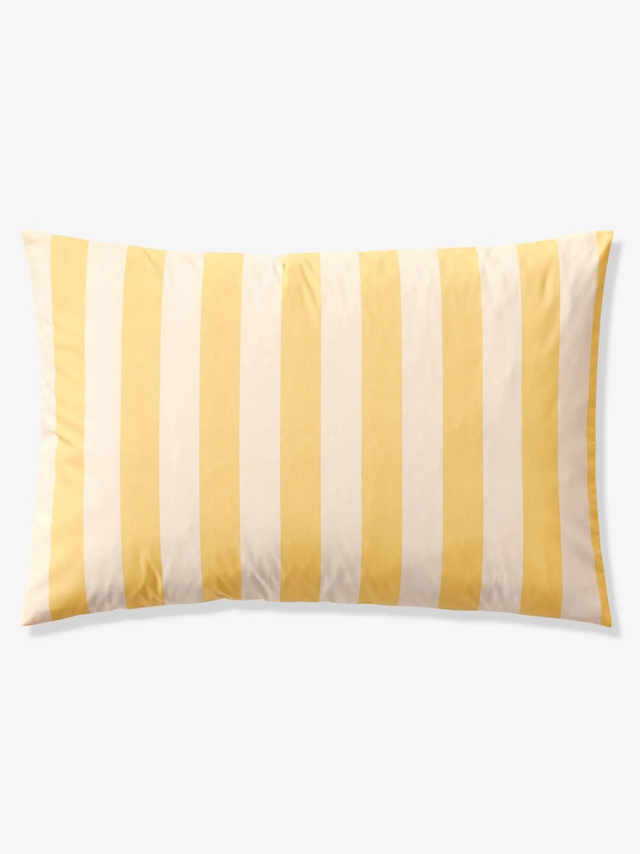 Parure housse de couette + taie d'oreiller essentiels enfant avec coton recyclé TRANSAT rayé jaune - Vertbaudet