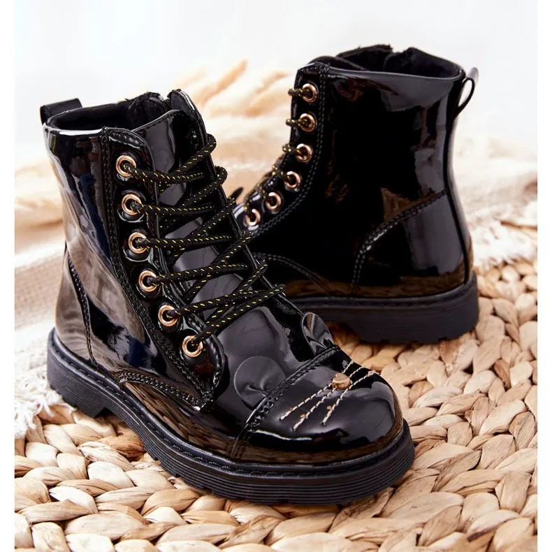 PE1 Black Mousie Warm Boots Workers On The Zipper le noir