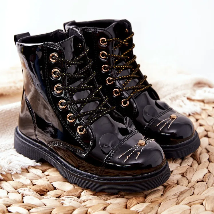 PE1 Black Mousie Warm Boots Workers On The Zipper le noir