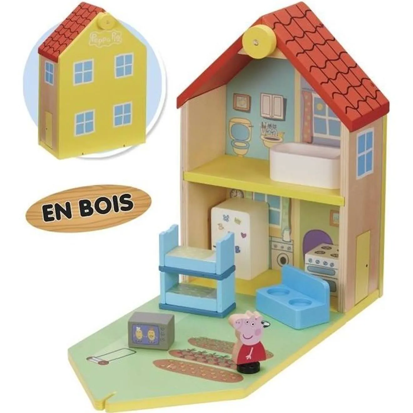 Peppa Pig - Maison Classique en Bois avec 1 personnage jaune - Peppa Pig