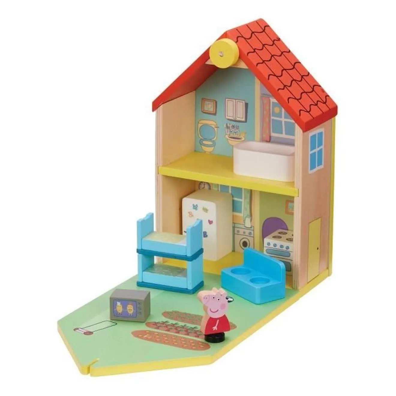 Peppa Pig - Maison Classique en Bois avec 1 personnage jaune - Peppa Pig