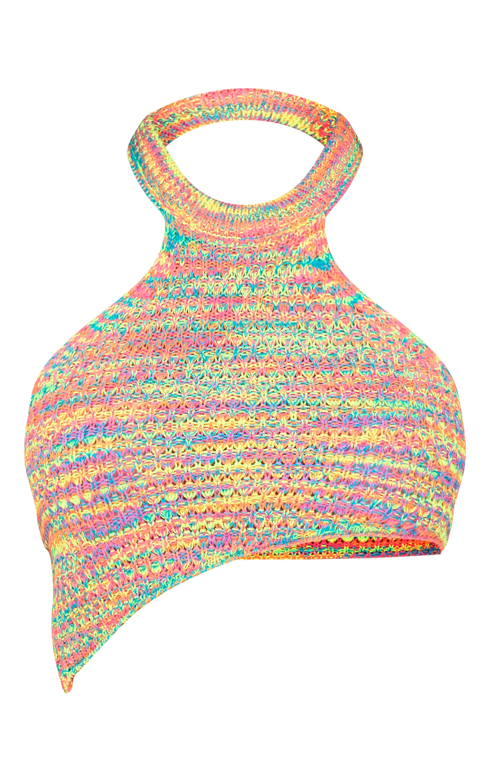 Petite Crop top dos nu en maille tricot multicolore