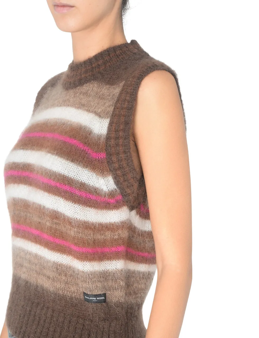 Philippe Model Gilet court en mohair brun