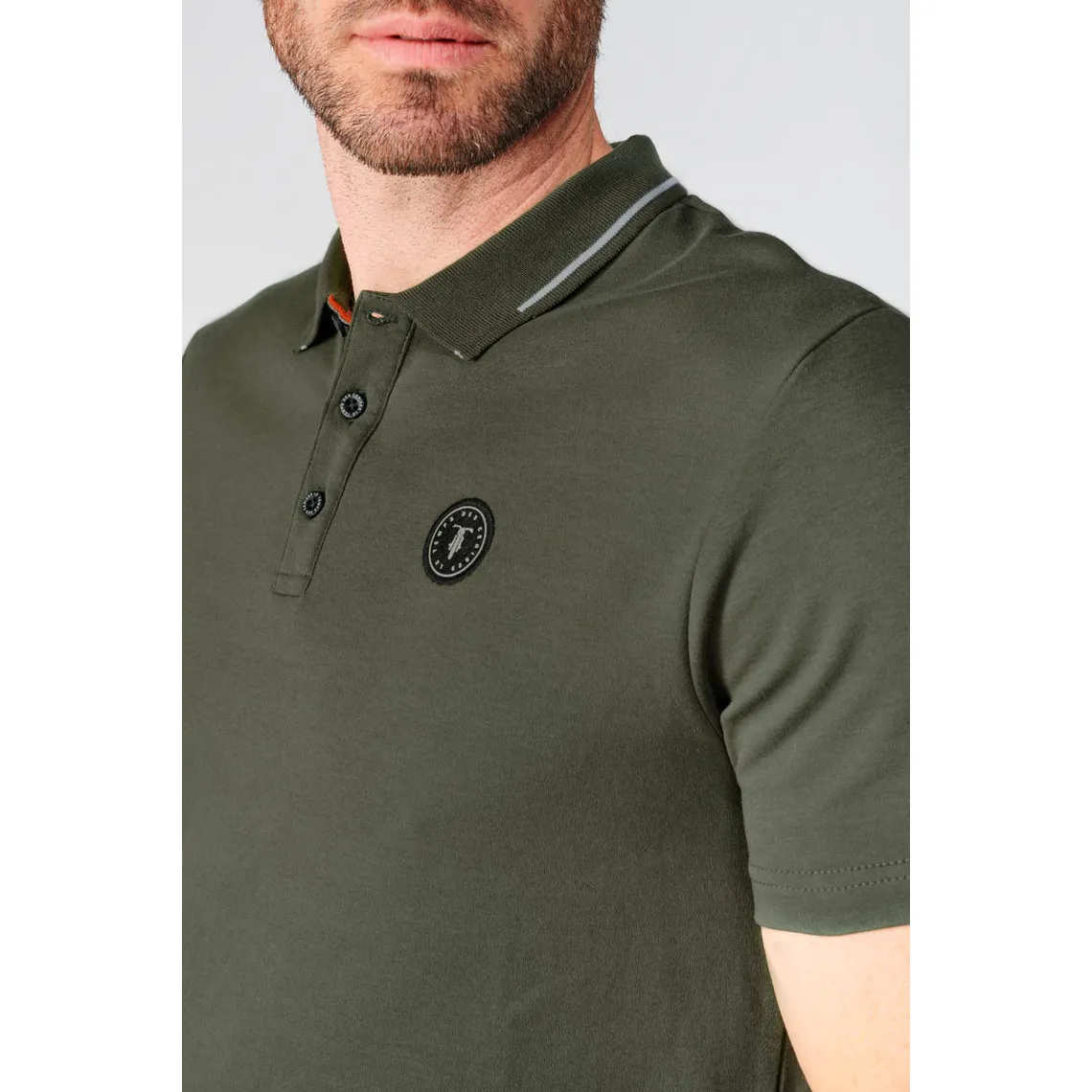 Polo Aron vert kaki en coton Le Temps des Cerises - Maillot de corps Homme sur MenCorner