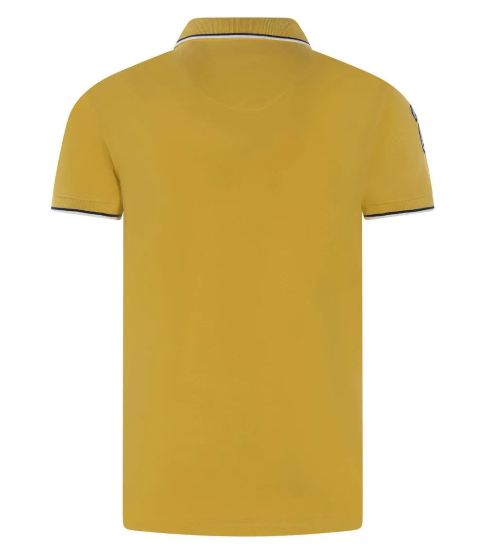 Polo avec un col boutonné et logo de la marque La Squadra en coton jaune