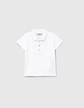 Polo blanc coton bio brodé logo IKKS bébé garçon