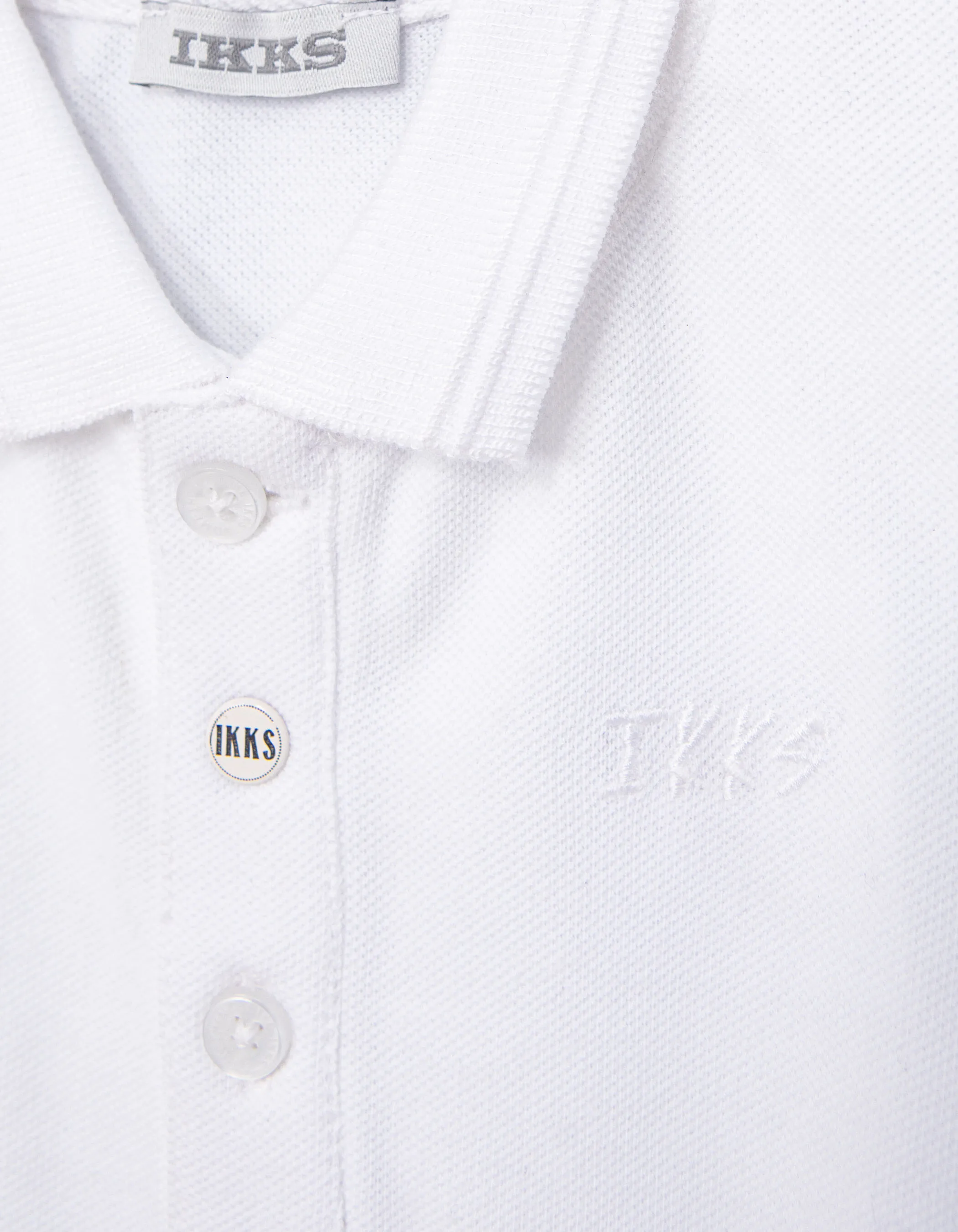 Polo blanc coton bio brodé logo IKKS bébé garçon