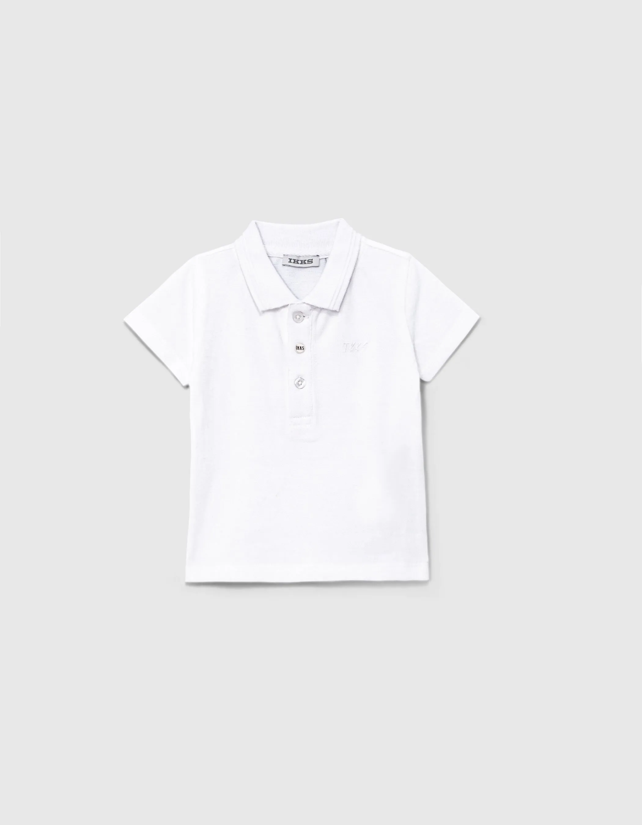 Polo blanc coton bio brodé logo IKKS bébé garçon