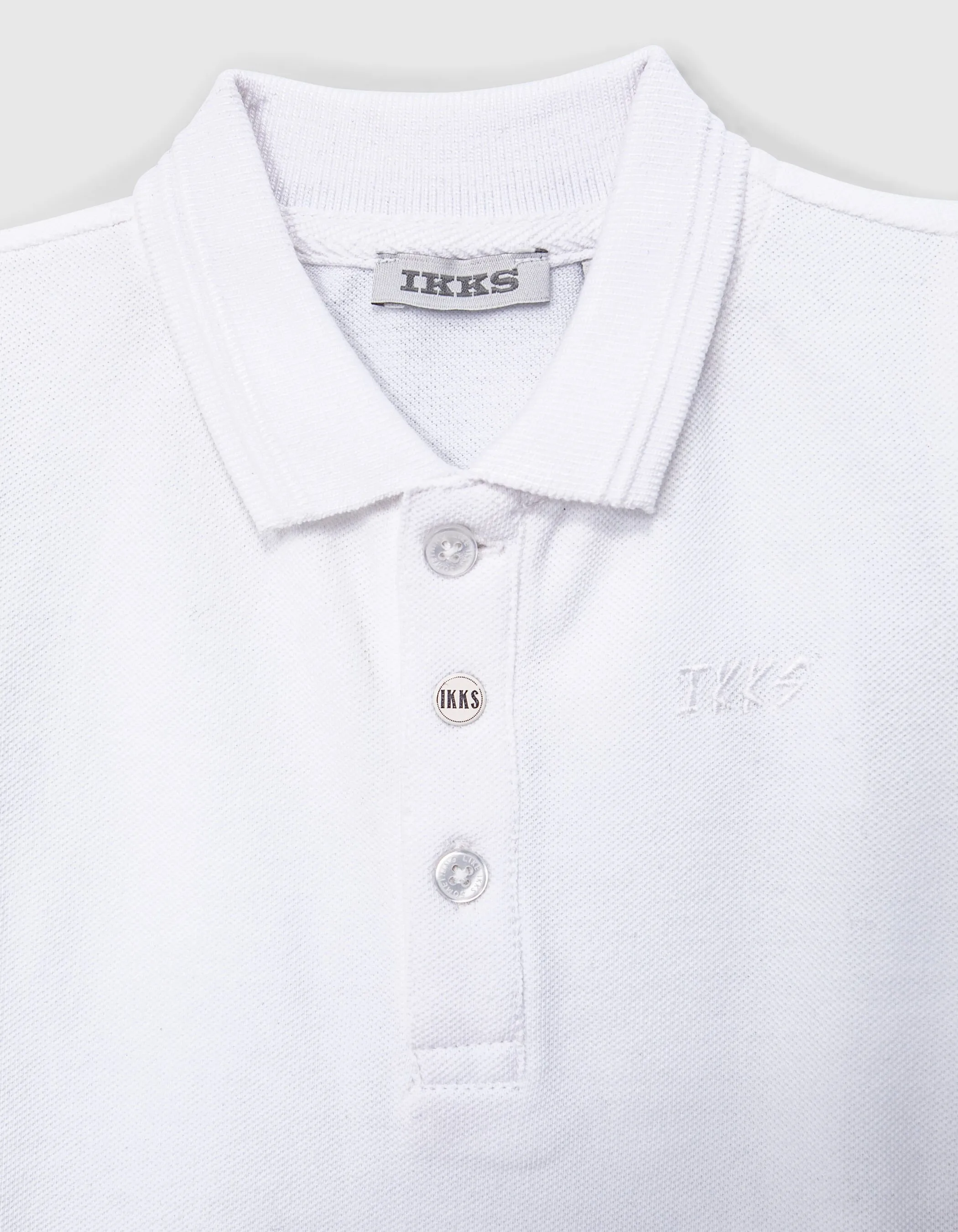 Polo blanc coton bio brodé logo IKKS bébé garçon