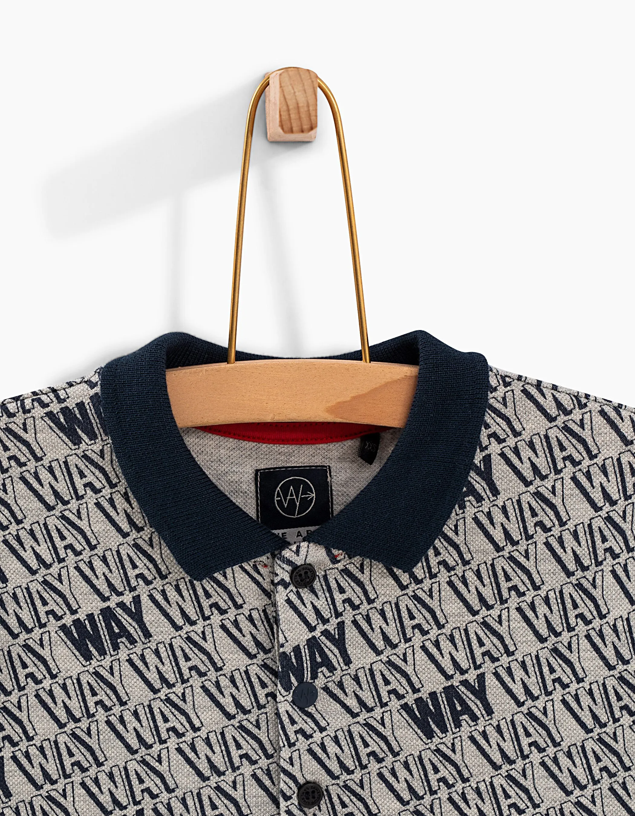 Polo gris chiné moyen imprimé WAY navy garçon