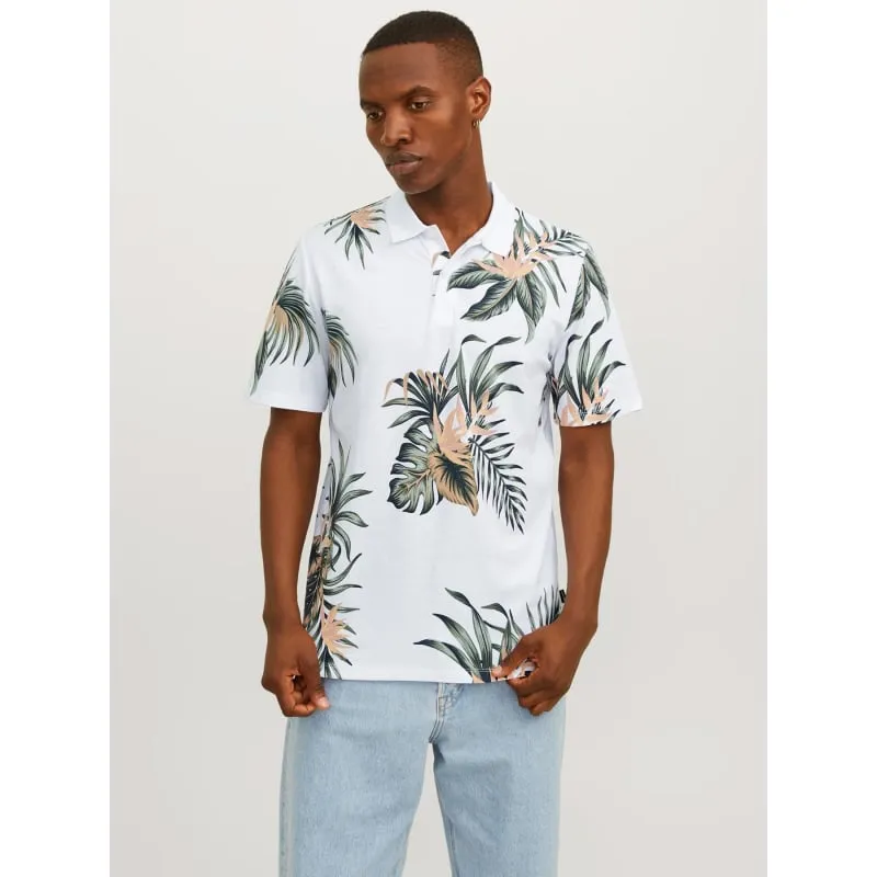 Polo manches courtes floral blanc homme - Jack & Jones | wimod