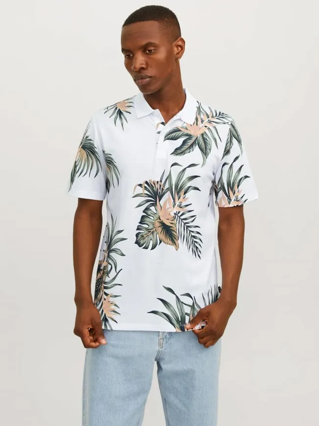 Polo manches courtes floral blanc homme - Jack & Jones | wimod