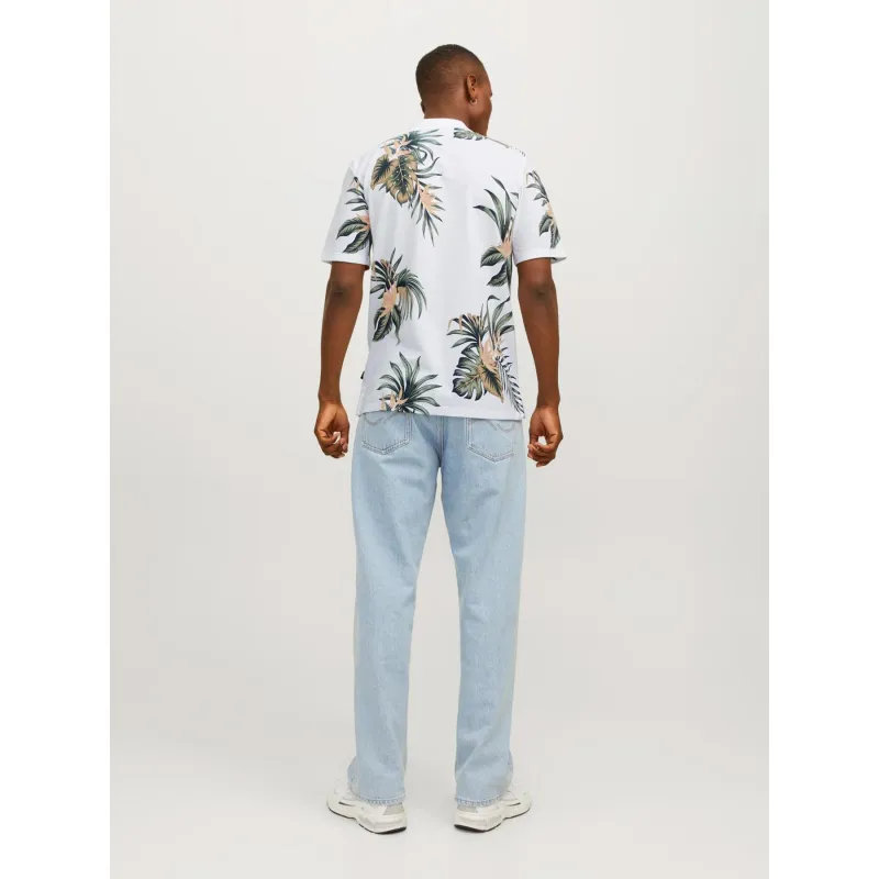 Polo manches courtes floral blanc homme - Jack & Jones | wimod