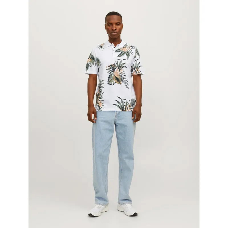 Polo manches courtes floral blanc homme - Jack & Jones | wimod