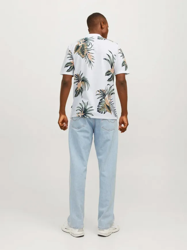 Polo manches courtes floral blanc homme - Jack & Jones | wimod