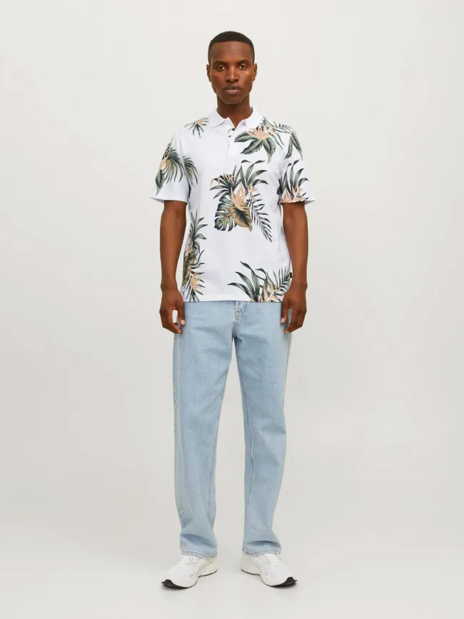 Polo manches courtes floral blanc homme - Jack & Jones | wimod