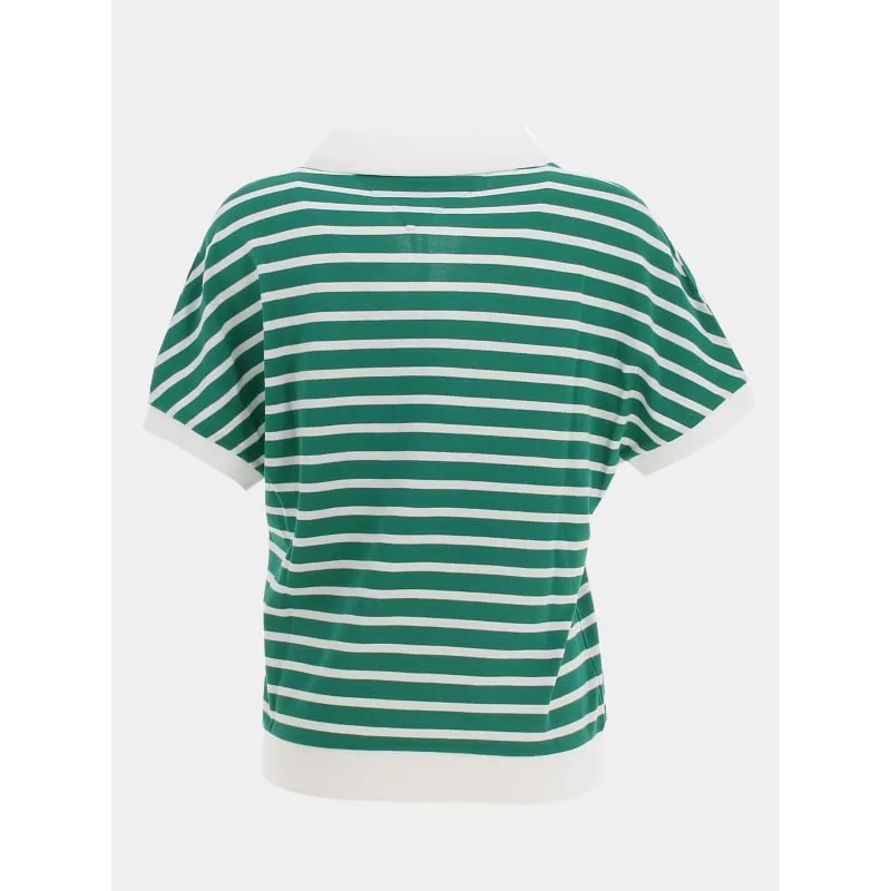 Polo relaxed lyocell rayures vert blanc femme - Tommy Hilfiger | wimod