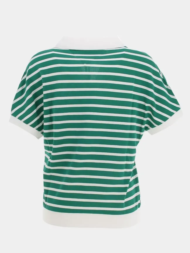 Polo relaxed lyocell rayures vert blanc femme - Tommy Hilfiger | wimod