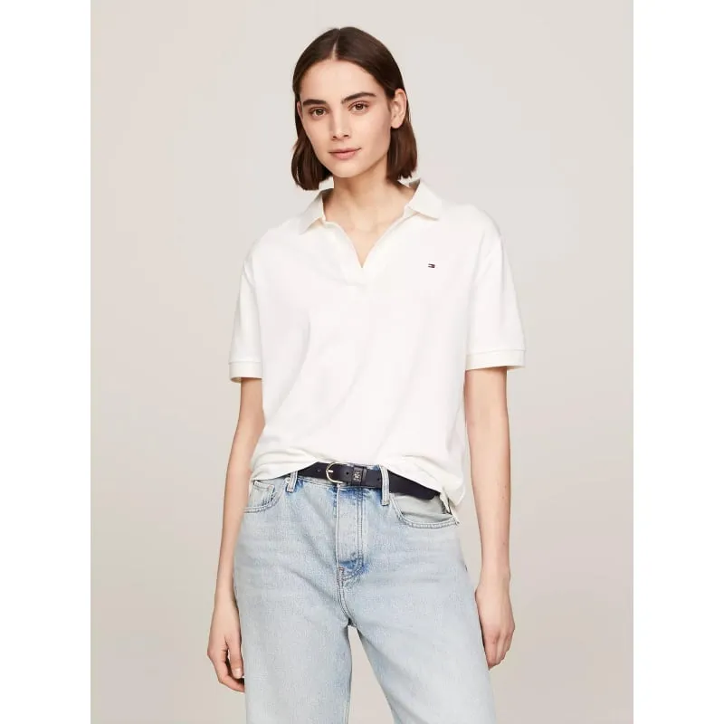 Polo relaxed lyocell rayures vert blanc femme - Tommy Hilfiger | wimod