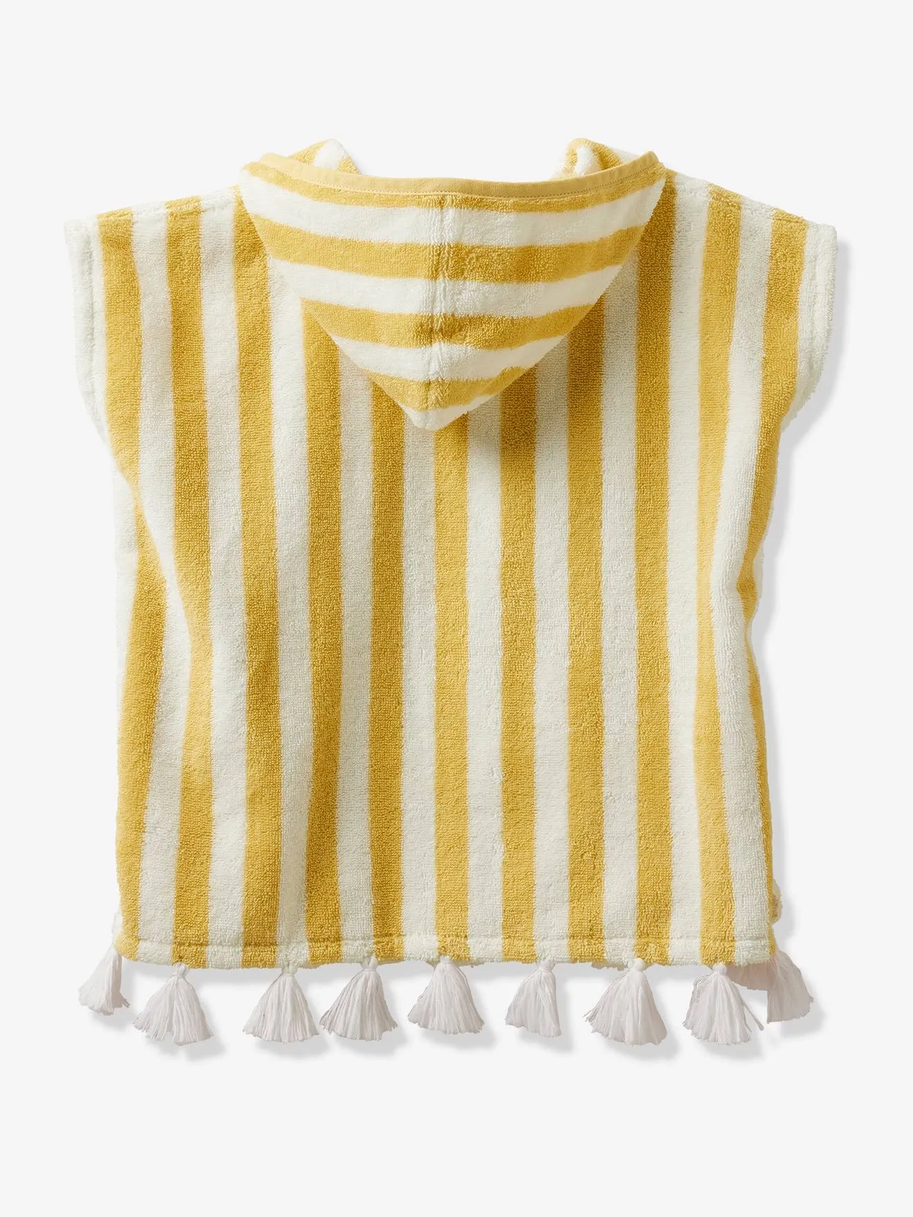 Poncho de bain bébé à rayures personnalisable rayé jaune - Vertbaudet